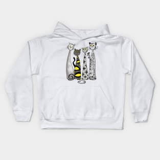 Grey and yellow cats Kids Hoodie